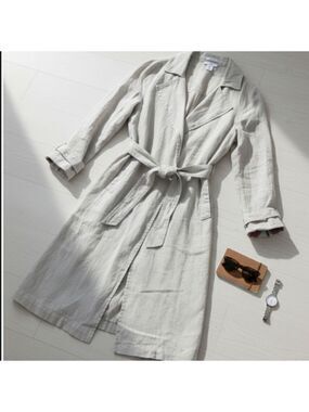 Halston, 100%linen Jacket,Coat , open front,belted NWOT, size Small